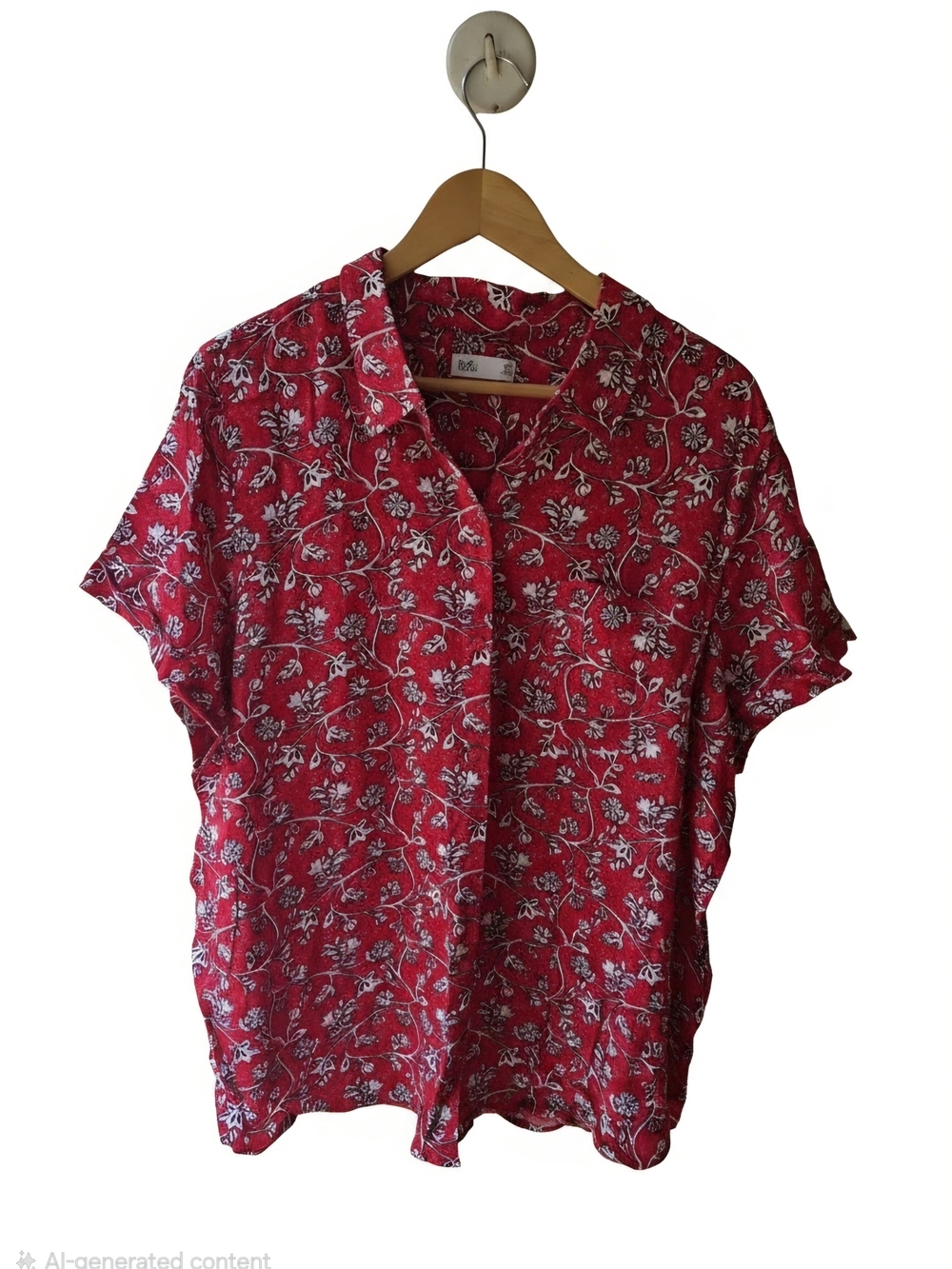 Croft & Barrow Red Floral Short-Sleeve Button Down Shirt XXL 2XL